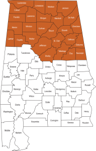 territory map of Alabama Farm Credit