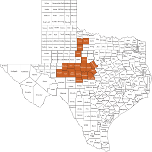 territory map of Central Texas Farm Credit
